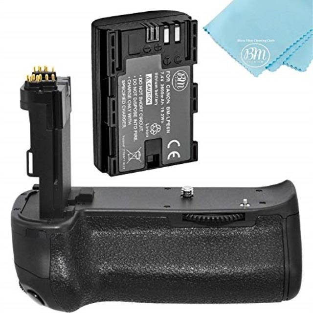 battery grip kit for canon eos 70d, eos 80d digital slr camera  includes qty 1 bm premium lpe6 battery + bge14 replacement battery grip