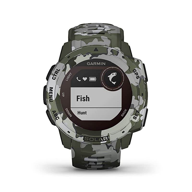 Garmin Instinct Solar Sportsman Camo Edition Premium GPS Smartwatch with Included  Power Bank Bundle (Lichen Camo)