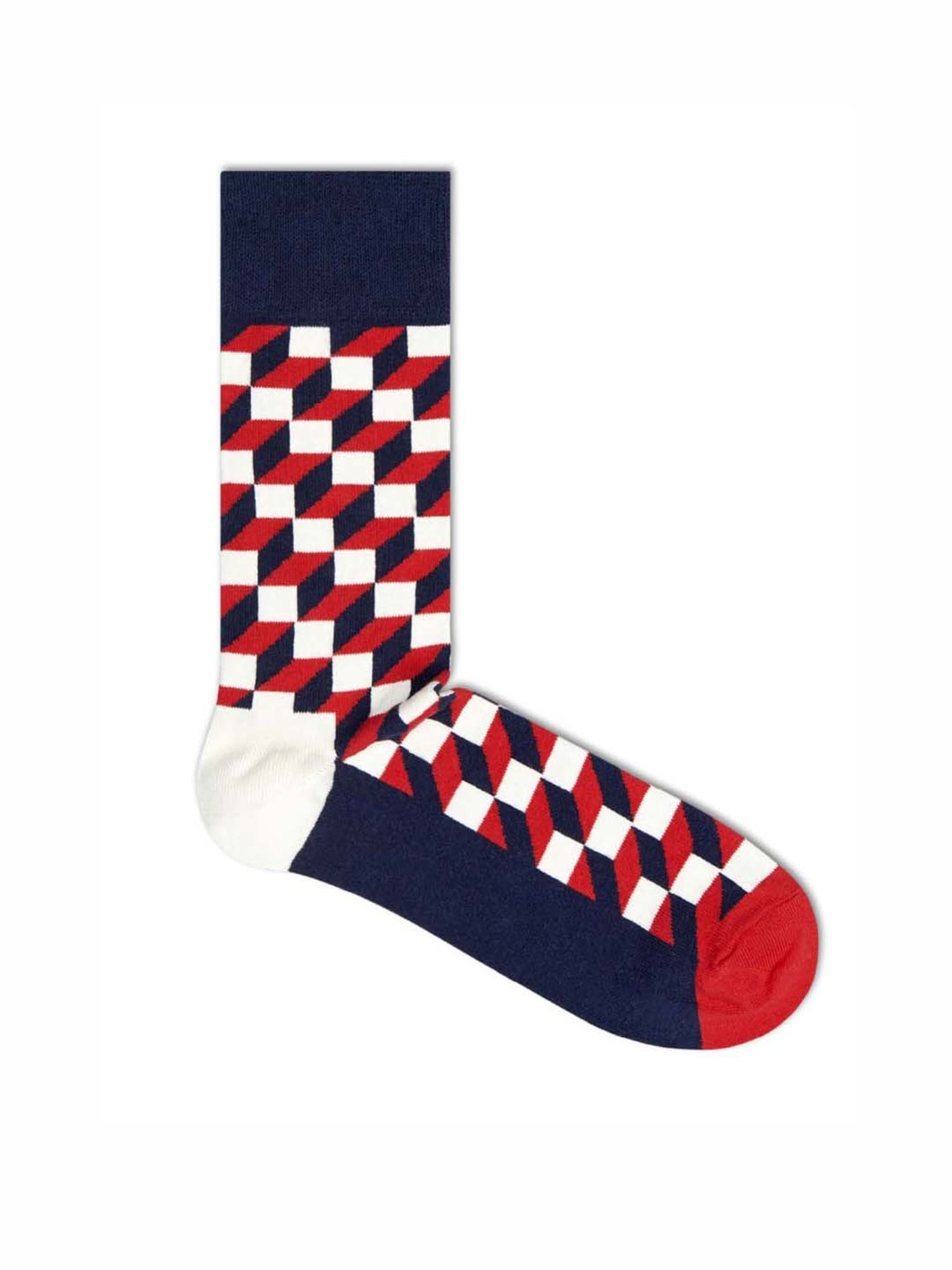 Happy Socks Filled Optic Navy & Red Cotton Printed Socks (36-40)