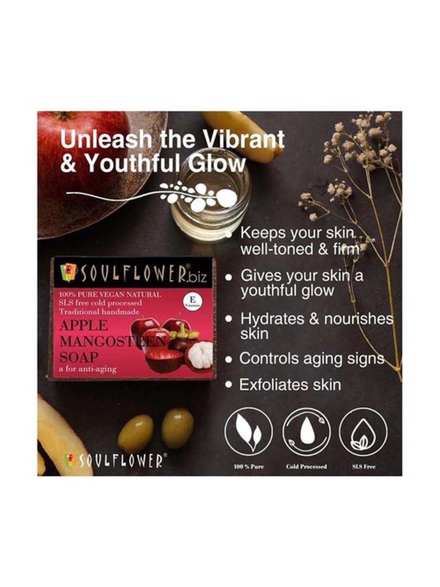 Soulflower Apple Mangosteen Soap - 150 gm