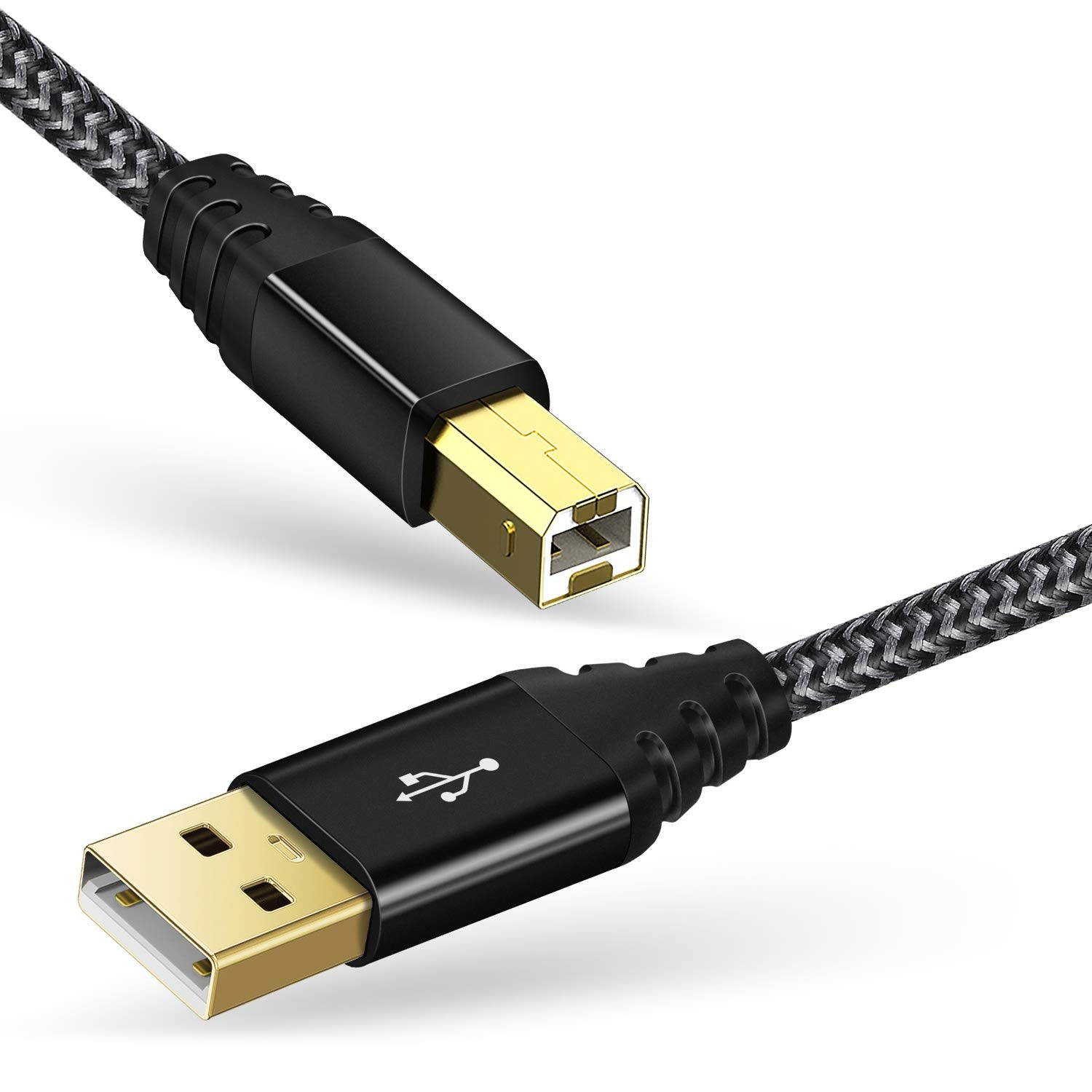 USB 2.0 Printer Cable iSeekerKit USB Type A Male to B Male Printer Scanner Cord High Speed Compatible with HP Canon Dell Lexmark Xerox Samsung and More(Black-13FT/4M)