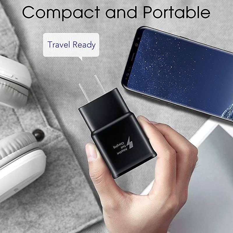Fast Charger Compatible Samsung Galaxy S9 S9 Plus S8 S8+ S10 S10e Note 8 Note 9 Wall Charger Adapter Block with USB Type C Cable Kit