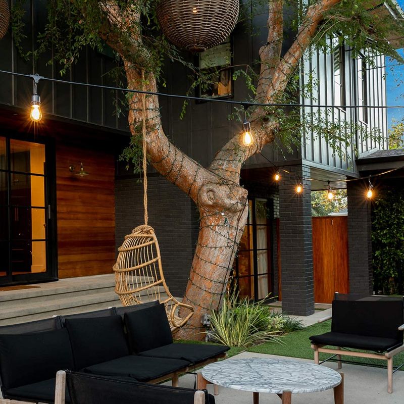 Brightech Ambience Pro Solar Power Outdoor String Lights with 12 Hanging Sockets & LED Edison Bulb for Outside Backyard Cafe Patio or Porch, 27 Foot