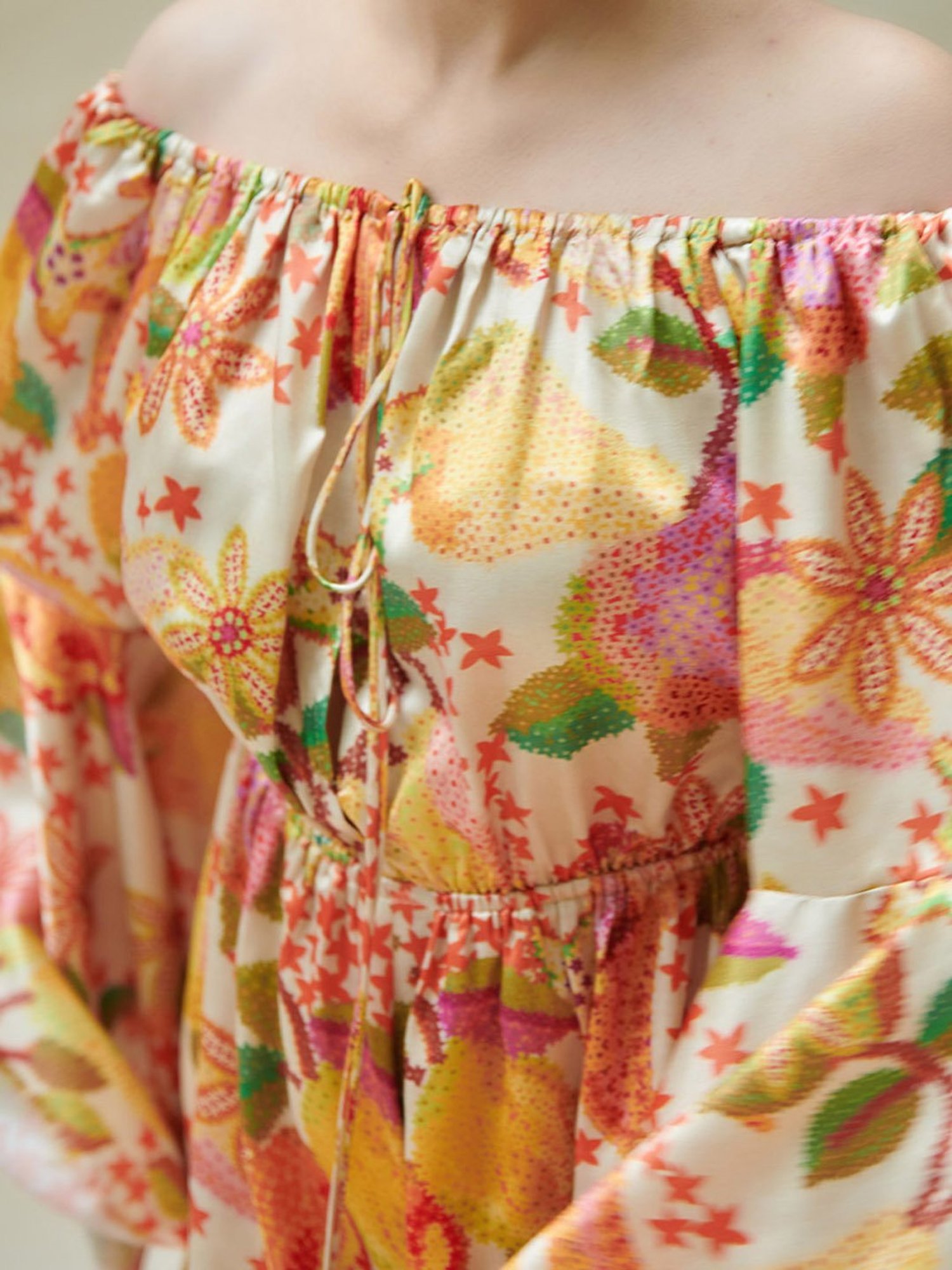 Cin Cin Yellow Pear Printed Off Shoulder Playsuit