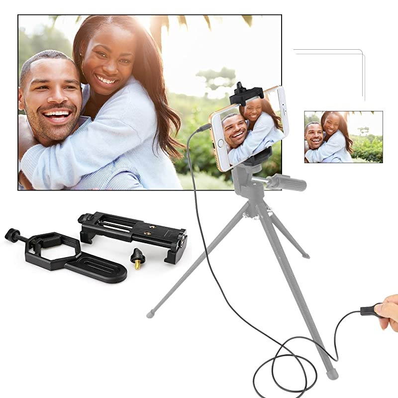 Cell Phone Adapter Mount + Wire Shutter Universal Smartphone Quick Photography Connector with Shutter Wire Control for Telescope Binoculars Monocular Spotting Scope Microscope Tripod