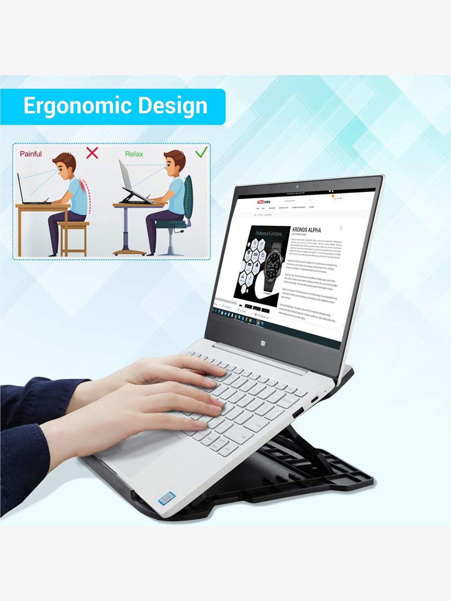 Portronics My Buddy Hexa 22 POR 1157 17 Inches Portable Laptop Stand (Black)