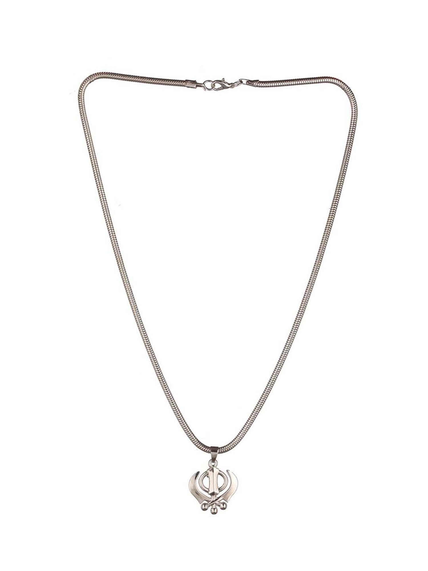Bold by Priyaasi Khanda Pendant with Silver-Plated Chain for Men