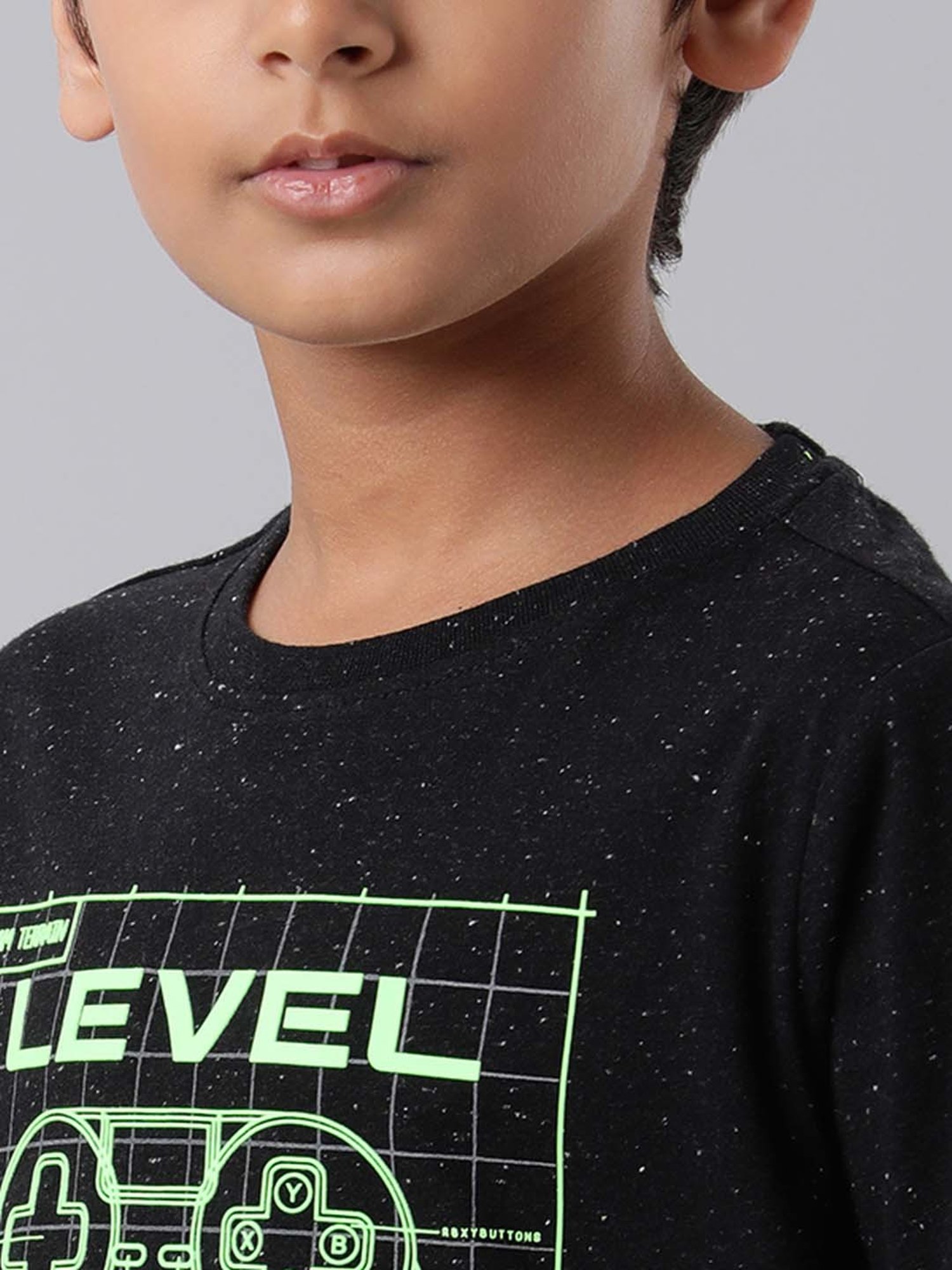 Indian Terrain Boys Black Cotton Printed T-Shirt