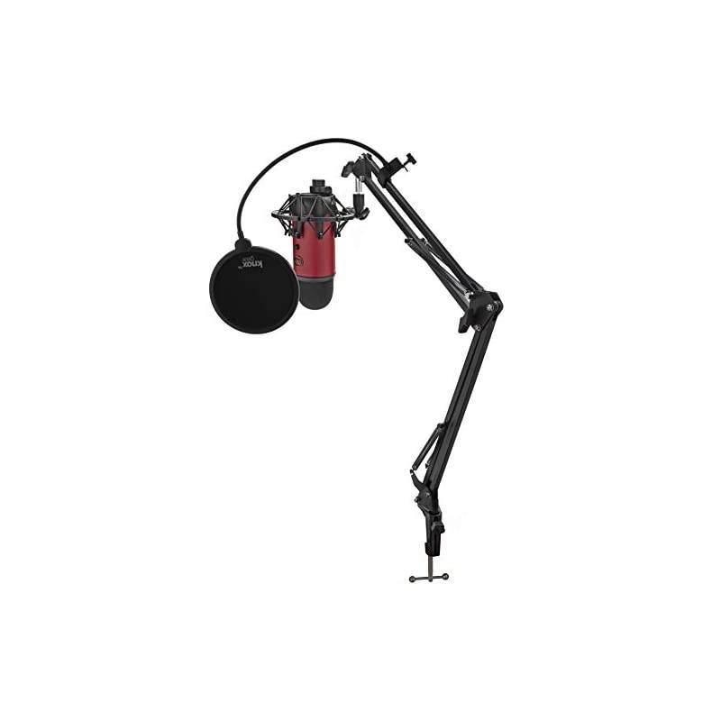 Yeti USB Microphone (Satin Red) with Knox Shock Mount, Studio Stand and Pop Filter