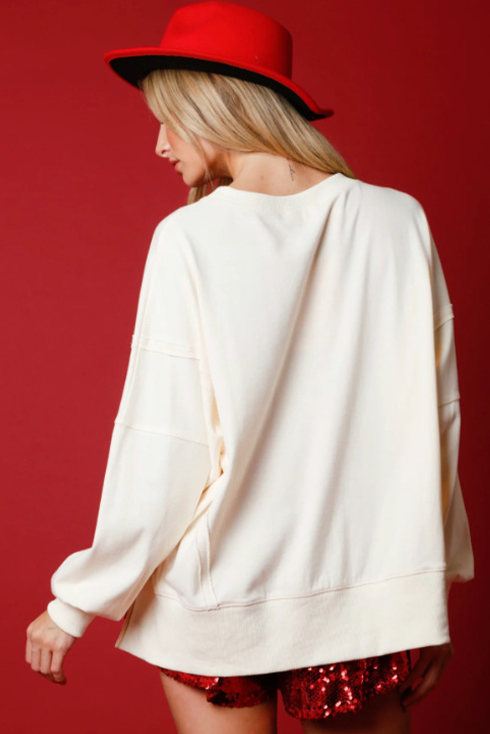 Khaki Plain Drop Shoulder Ribbed Trim Oversized Sweatshirt