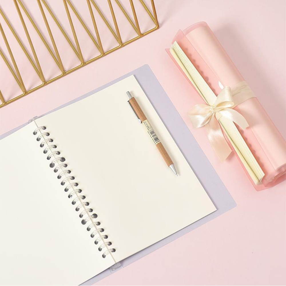 Transparent A5 Refillable Notebook 20 Rings/Holes Loose Leaf Binder Flexible Waterproof PP Cover 30 Sheets Ruled Lined Paper Refillable Binder for Office Home School Students Supplies