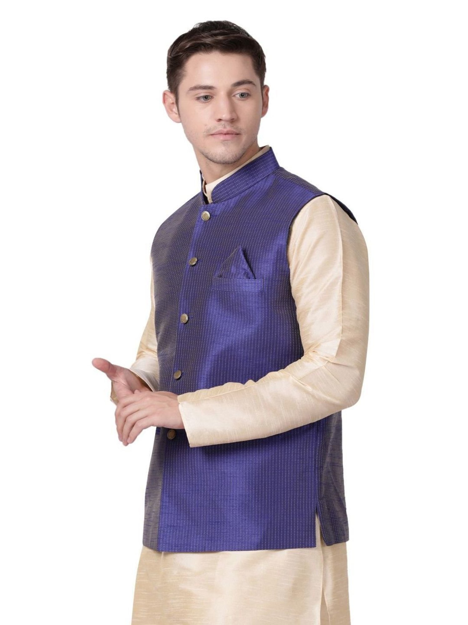 Fabindia Multicolor Regular Fit Printed Cotton Nehru Jacket