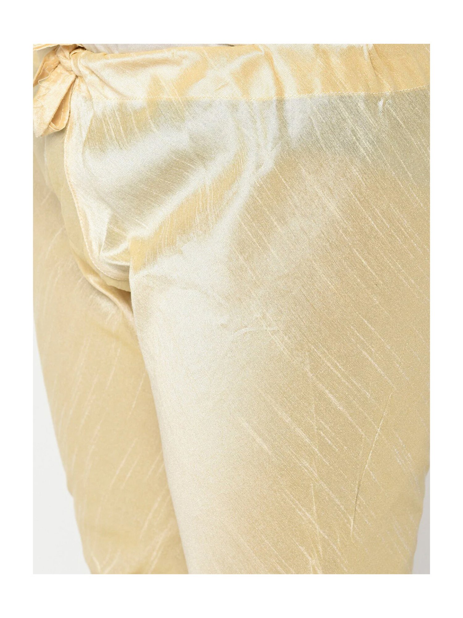 Deyann Kids Yellow & Cream Embroidery Full Sleeves Kurta with Churidar Pants