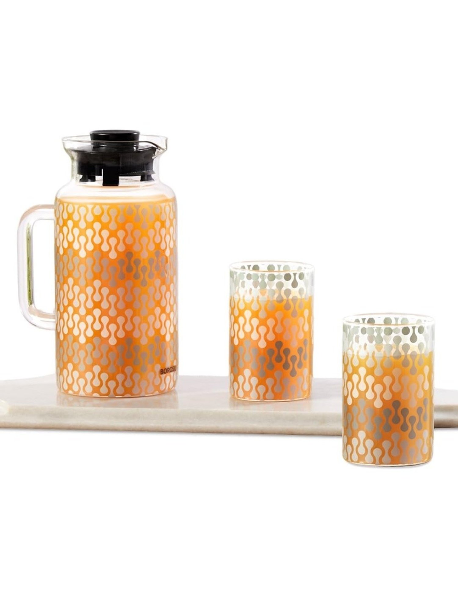 Borosil Vista Transparent Borosilicate Glass Jug with tow set of Glass Medium (295 ml)