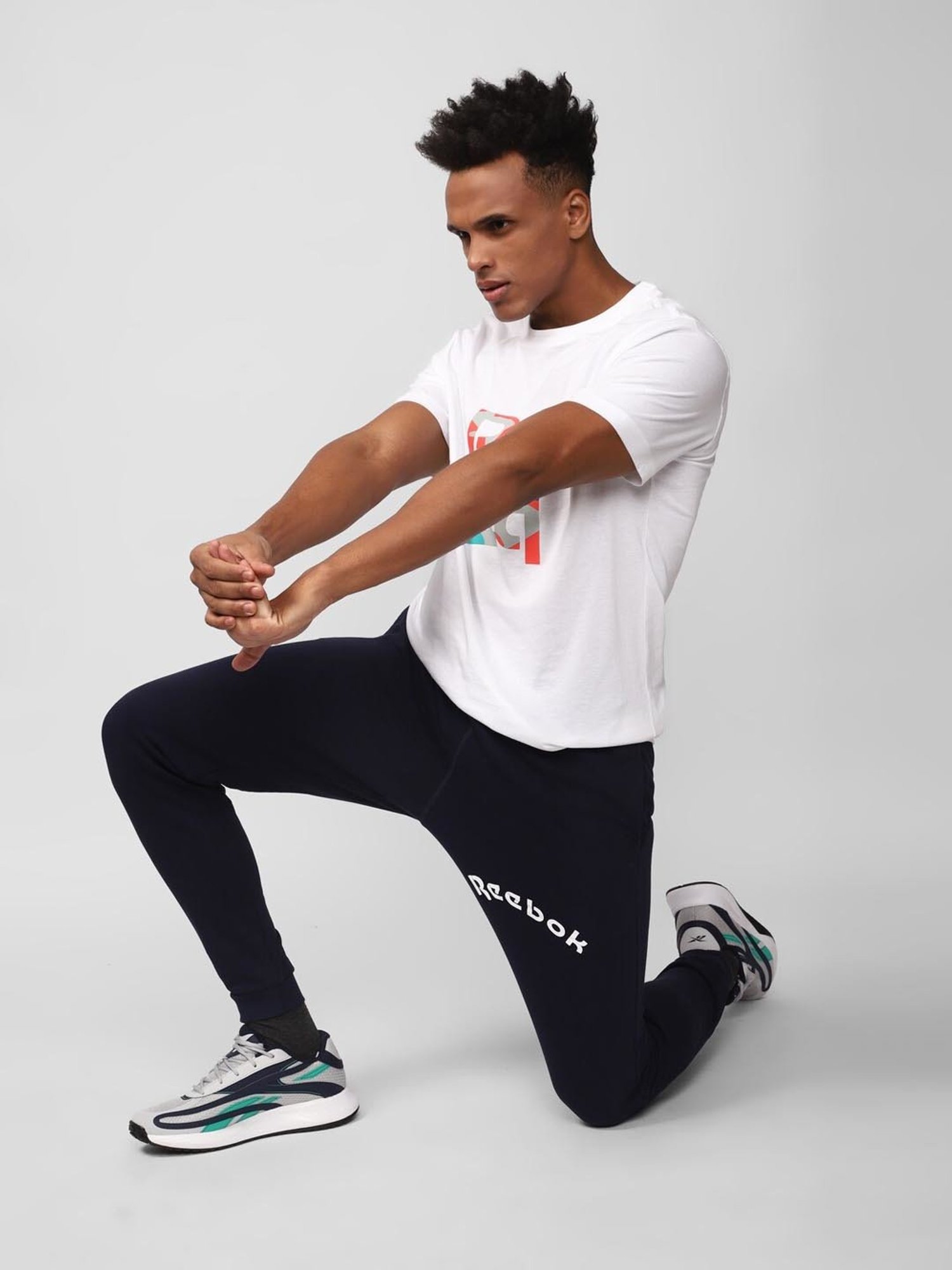 Reebok Navy Slim Fit Sports Trackpants