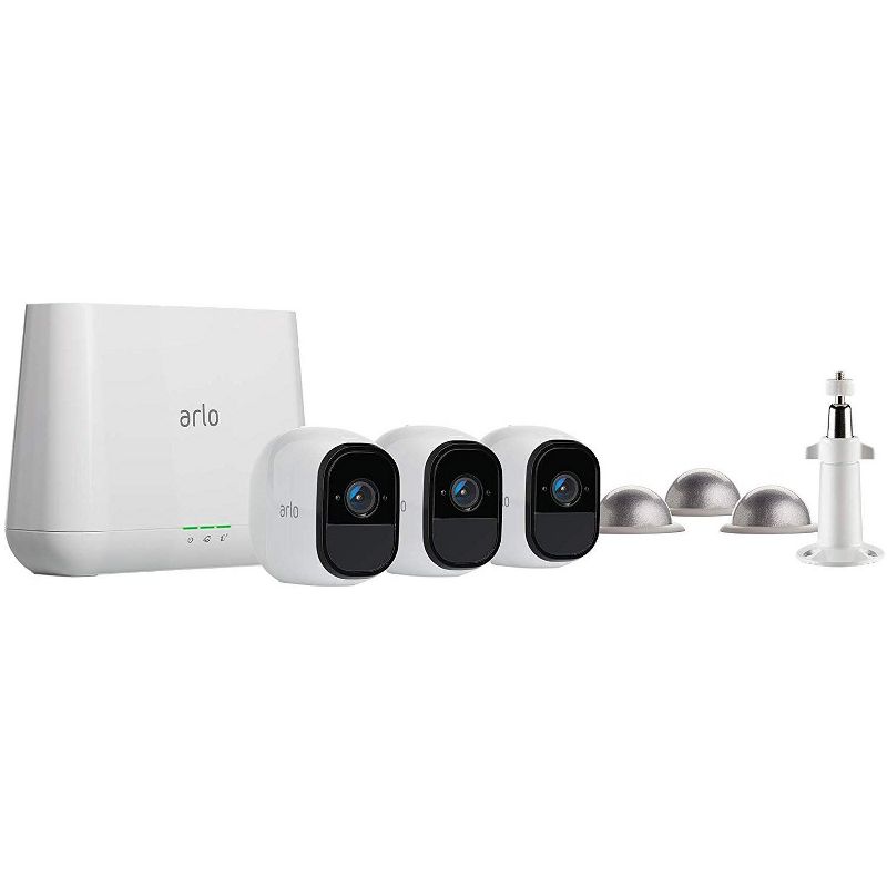 Arlo Pro - Wireless Home Security Camera Starter System | 3 Camera Kit with Wall and Outdoor Mount
