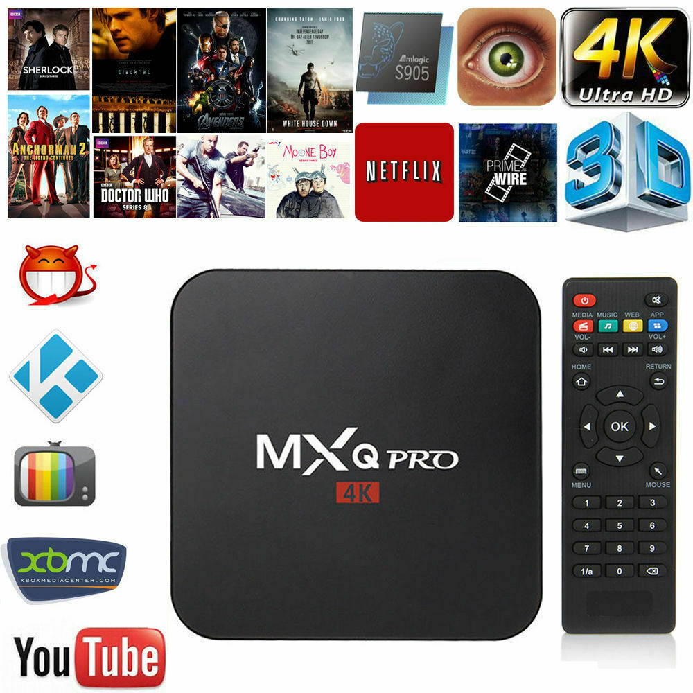 MXQ Pro 4K Updated Stream Media Android 7.1 TV Box Quard Core Wi Fi UHD Movies
