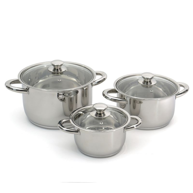 BergHOFF Essentials Prima 6Pc 18/10 Stainless Steel Cookware Set, Silver Handles