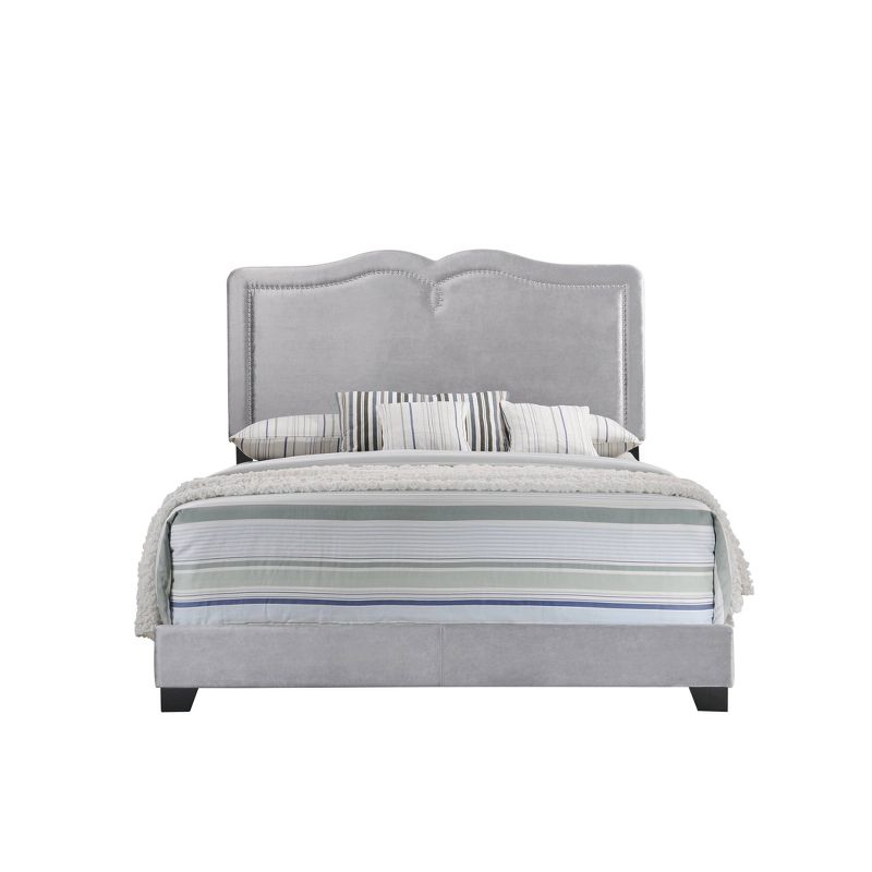 Queen Reuben Bed Gray Velvet - Acme Furniture