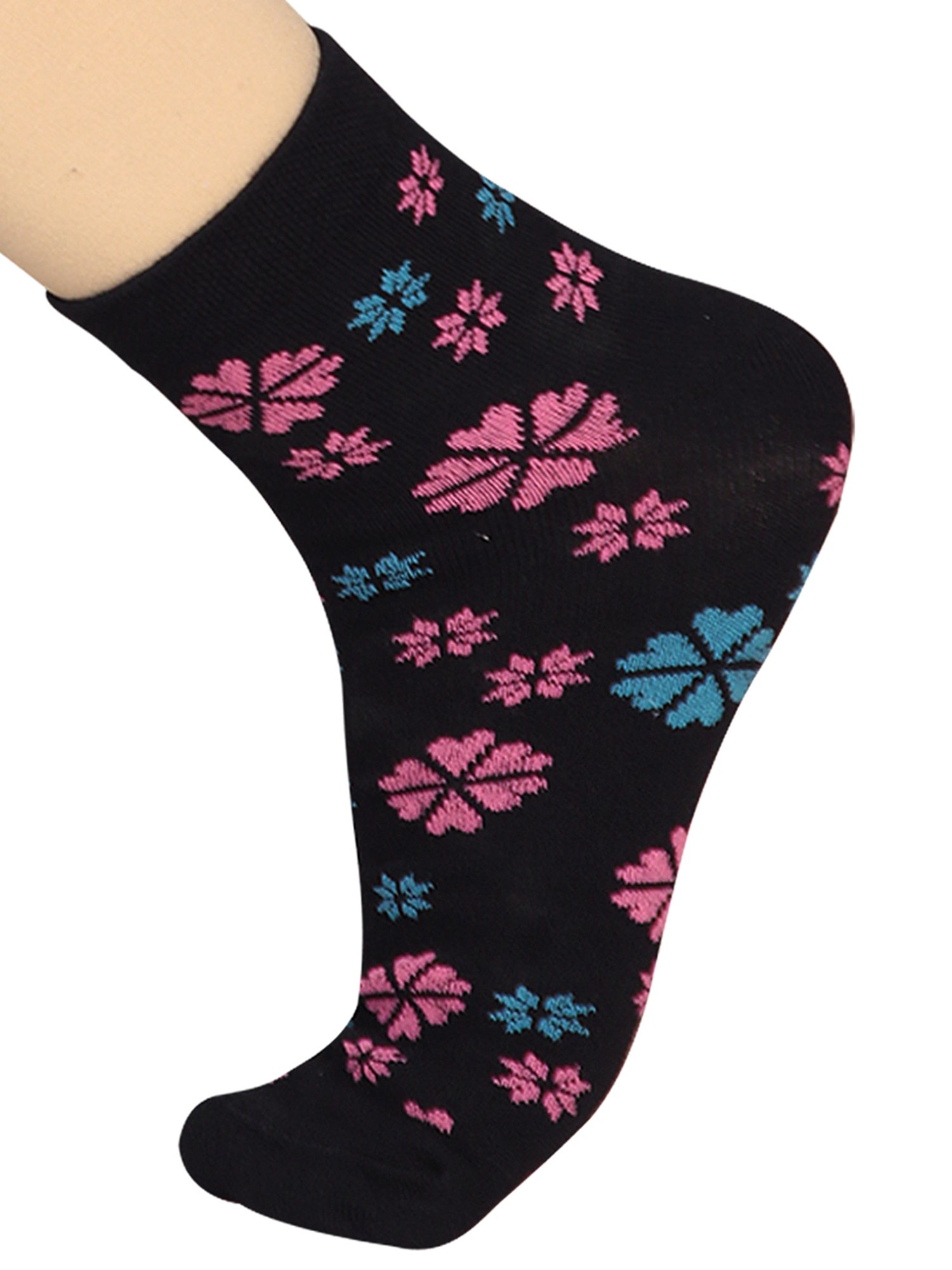 Bodycare Black & Navy Floral Print Socks (Pack Of 2)