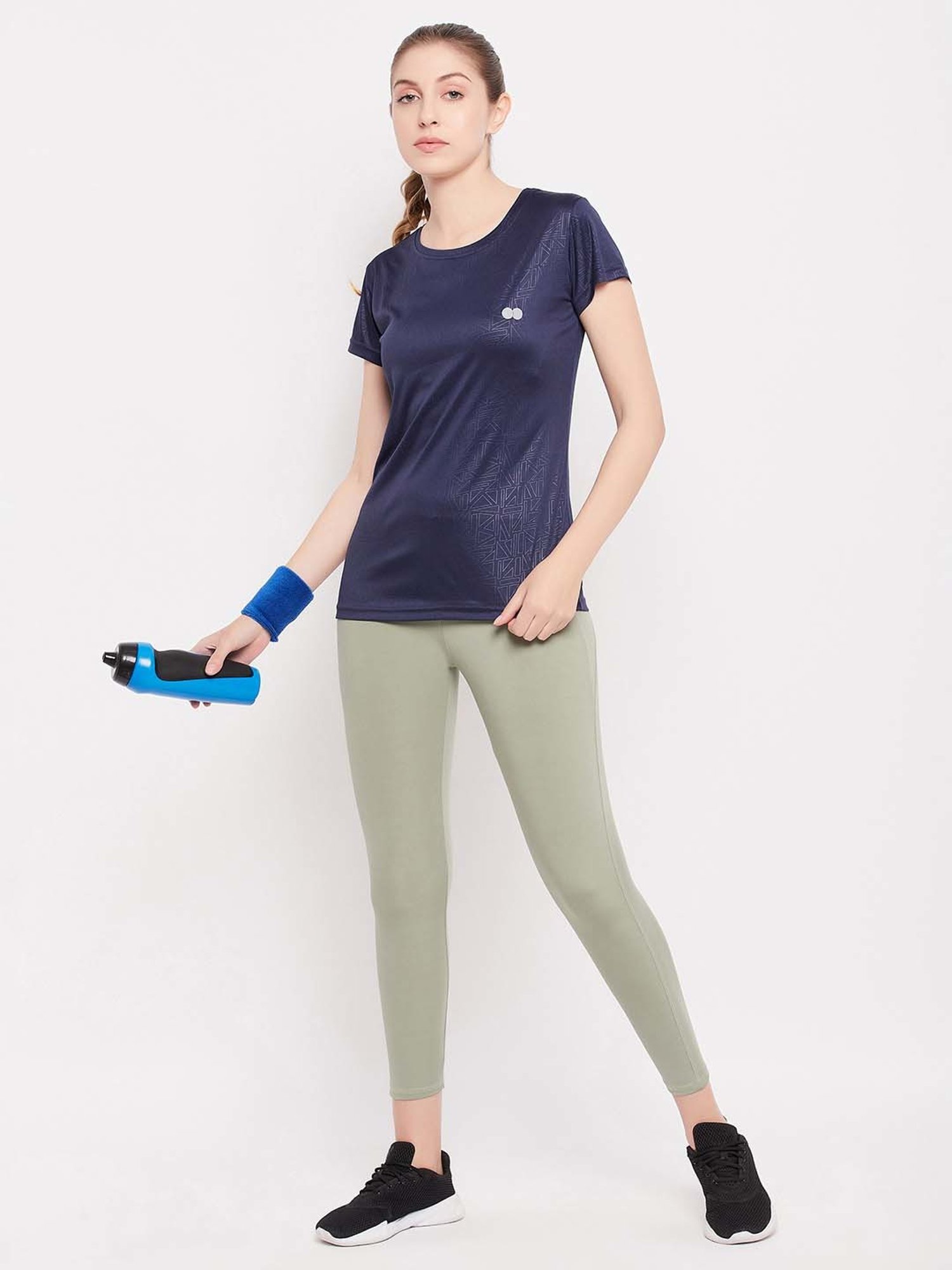 Clovia Blue Printed Sports T-Shirt