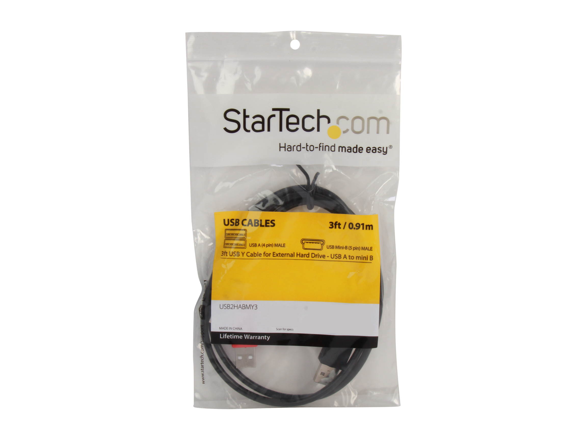 StarTech.com USB2HABMY3 USB Y Cable for External Hard Drive - USB A to mini B