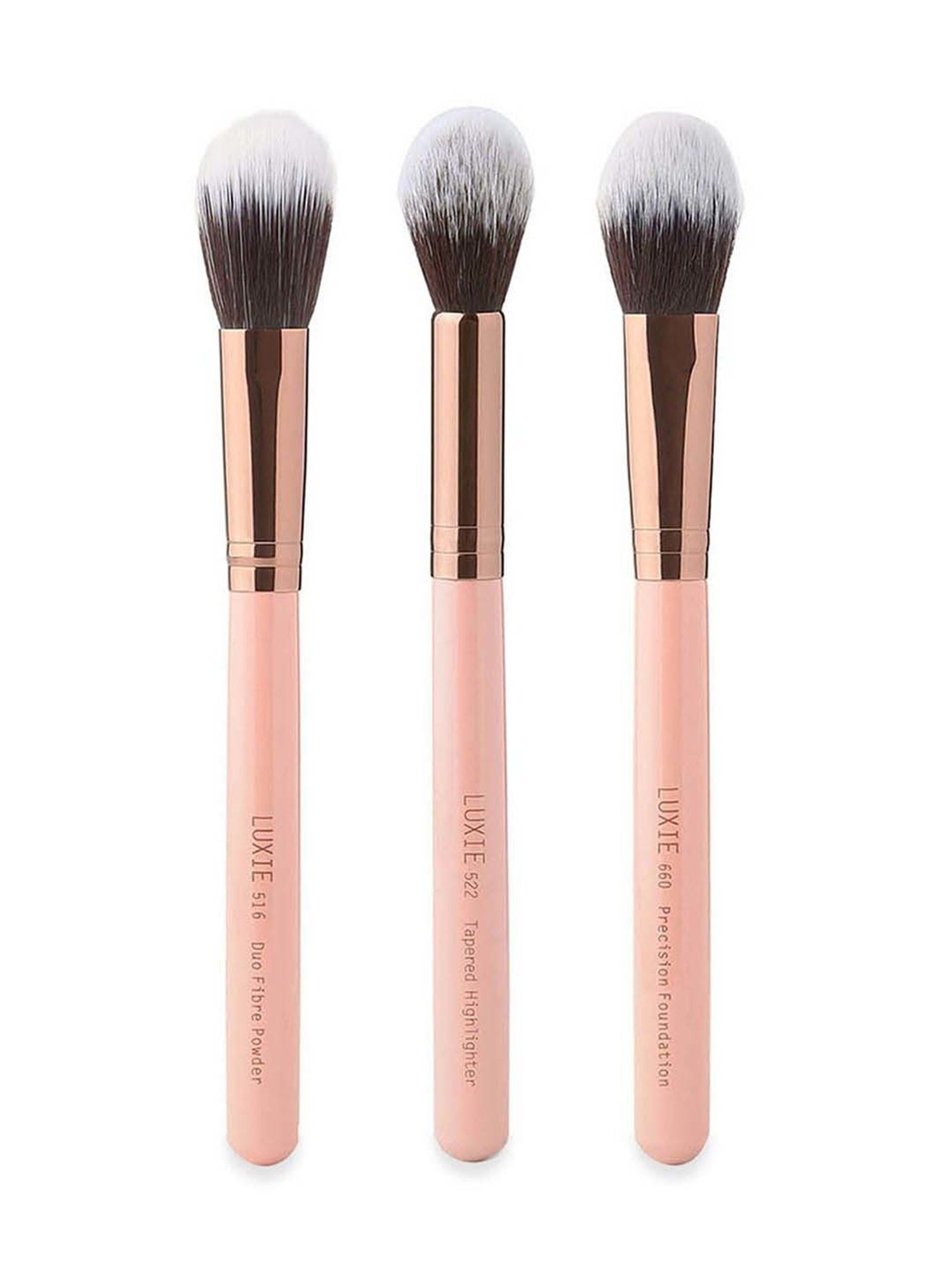 Luxie Rose Gold 3 Piece Classic Face Brush Gift Set