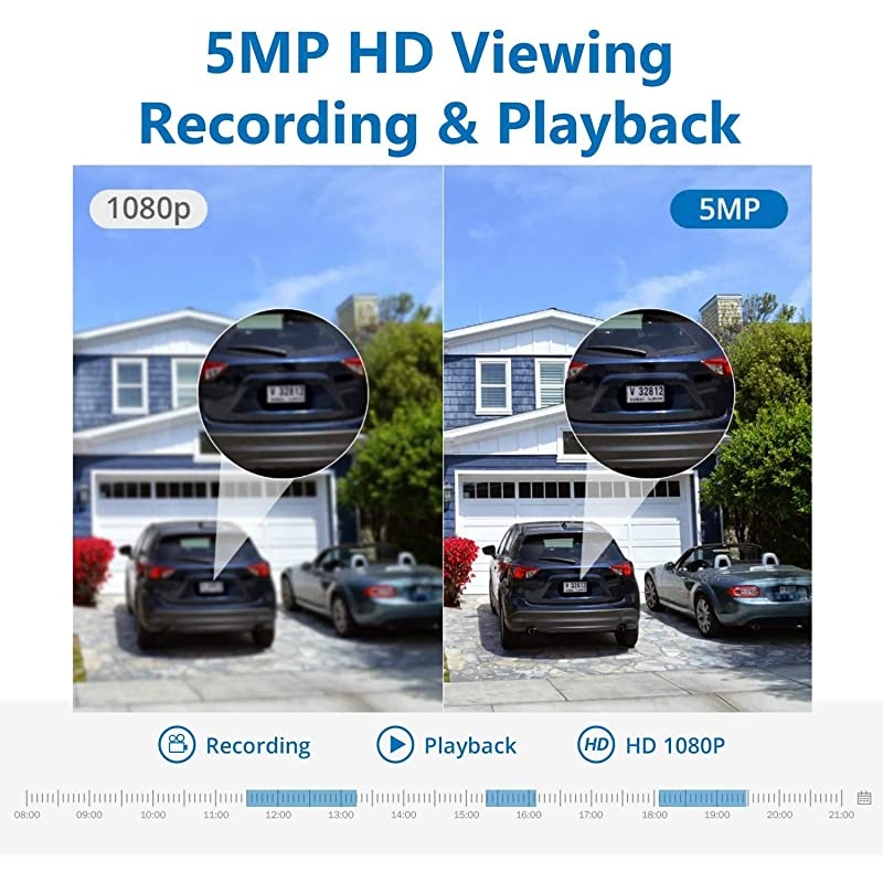 8CH 5MP PoE Home Security Camera System, 4pcs Wired 5MP Outdoor PoE Cameras, 5MP 8-Channel NVR Security System with NO HDD for 24/7 Recording, Motion Alert, Smartphone, PC Easy Remote Access