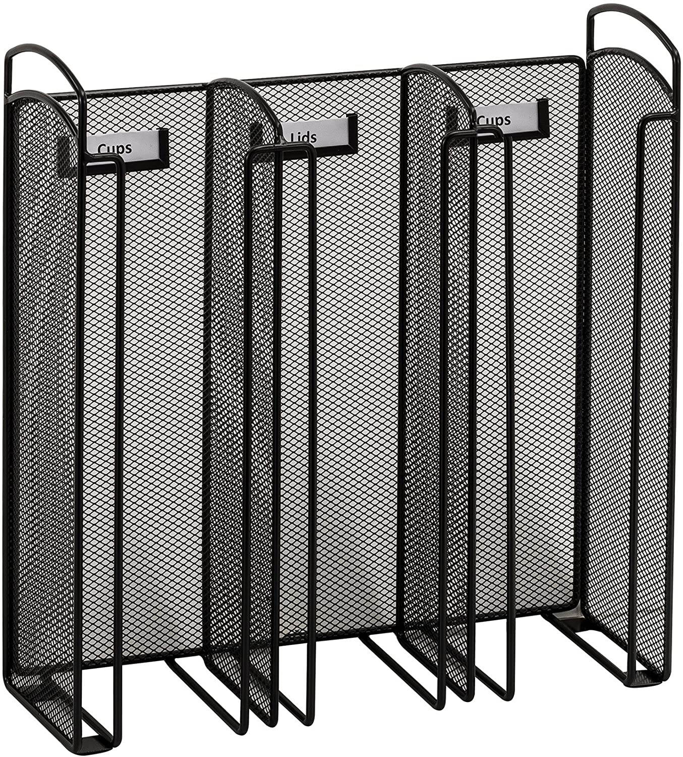 Safco Onyx Mesh Cup and Lid Holder, Black-BL