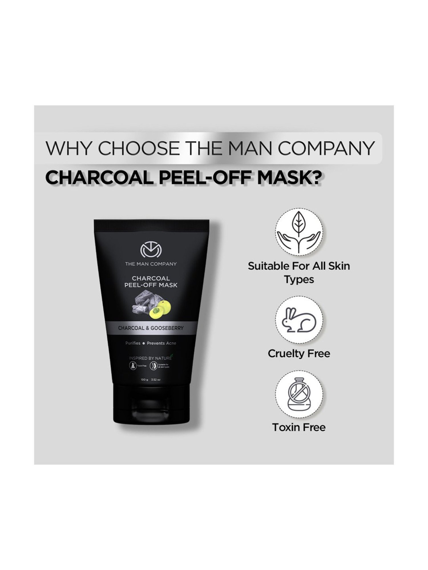 The Man Company Charcoal Peel Off Mask - 100 gm
