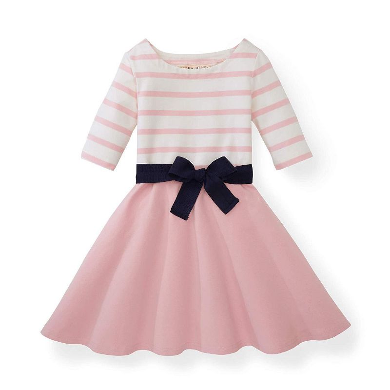 Hope & Henry Baby Girls Rose Pink Blocked Skater Dress, Rose Pink, 6-12 Months