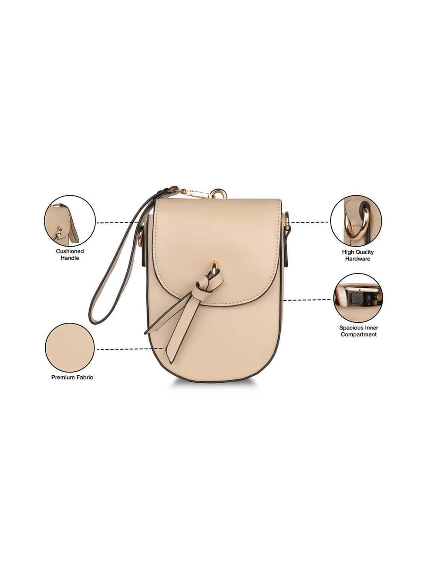 Sugarush Esmeralda Beige Solid Mobile Pouch
