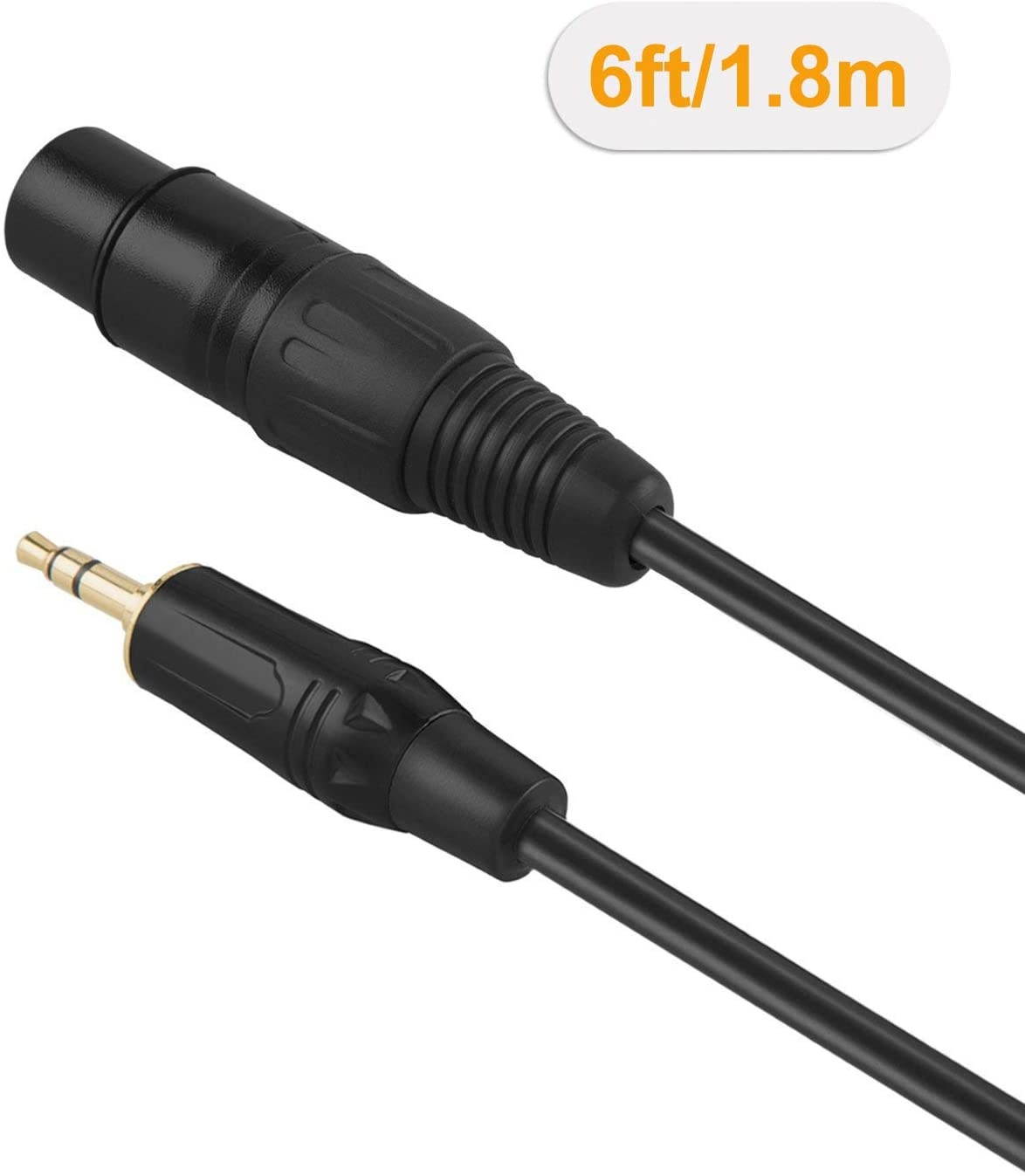 CableCreation 3.5mm (1/8 Inch) Stereo Male to XLR Female Cable, 6 Feet/Black