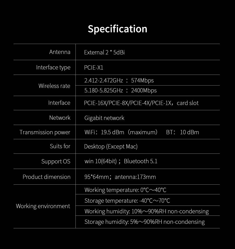 Comfast CF-AX200 CC PCIe WiFi6 Adapter 2974Mbps bluetooth 5.1 Dual Antennas PCI-E WiFi Adapter Gaming RGB Network Card only For Desktop Win10 64bit  PC