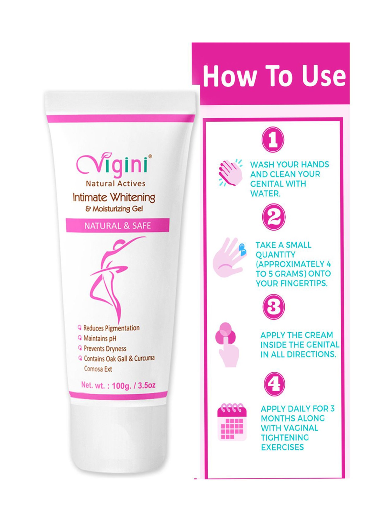 Vigini 100% Natural Actives Intimate Whitening & Moisturizing Gel - 100 gm
