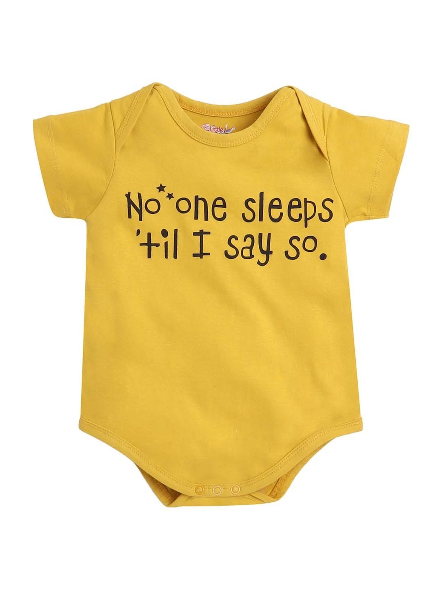Little Angels Kids Yellow Cotton Printed Onesie
