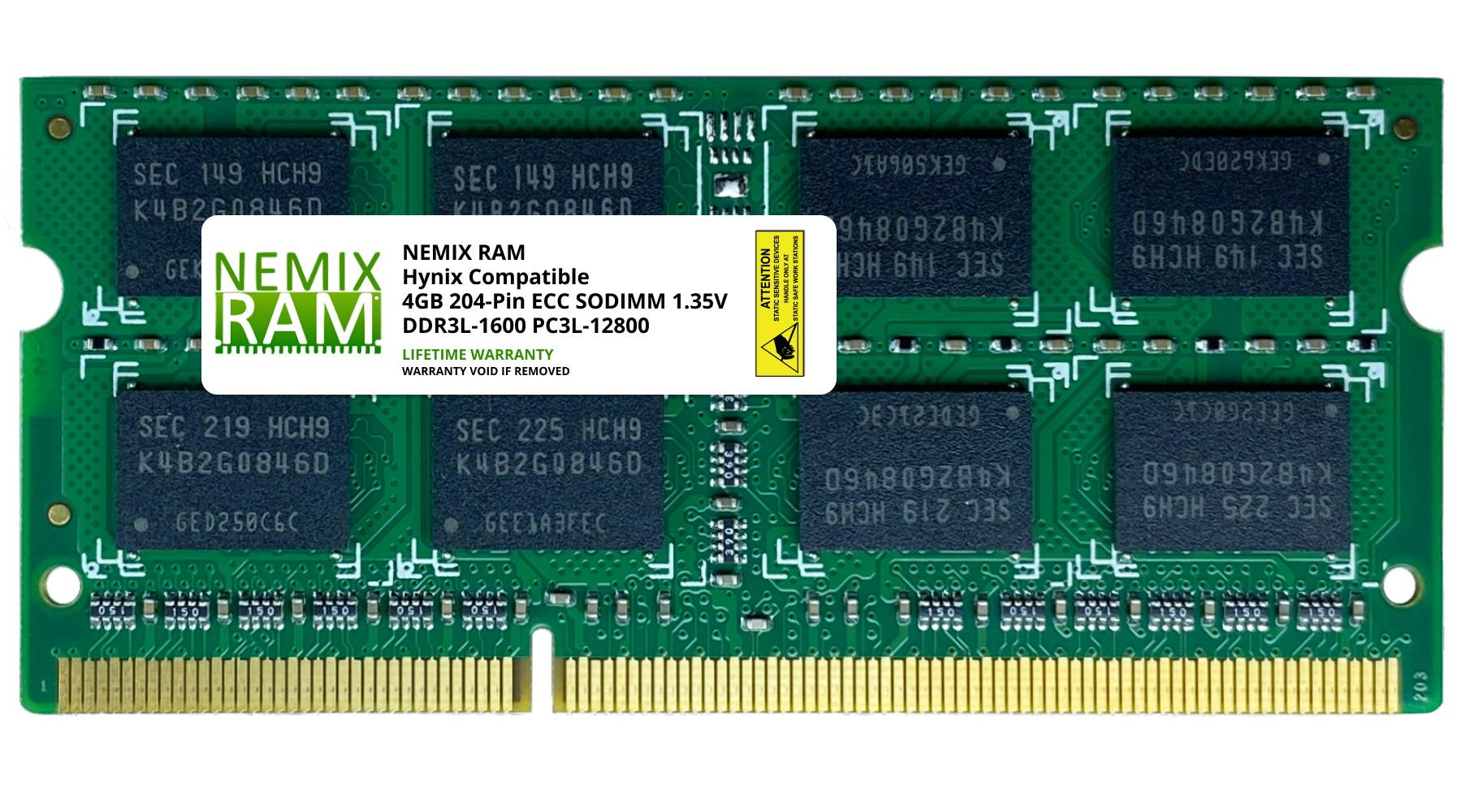 HMT41GA7BFR8A-PB Hynix Replacement 4GB DDR3L-1600 PC3L-12800 ECC Unbuffered Memory by NEMIX RAM