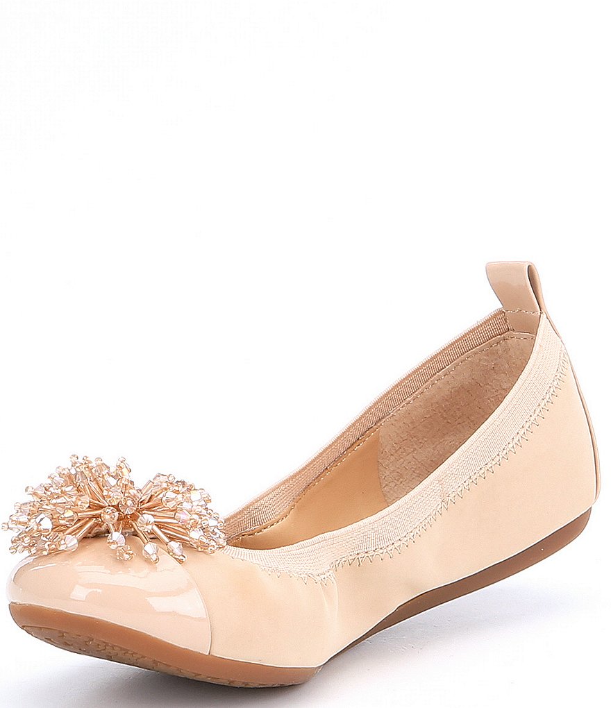 GB Girls' Posy-Girl Patent Cap Toe Jeweled Ornament Dress Flats (Infant)