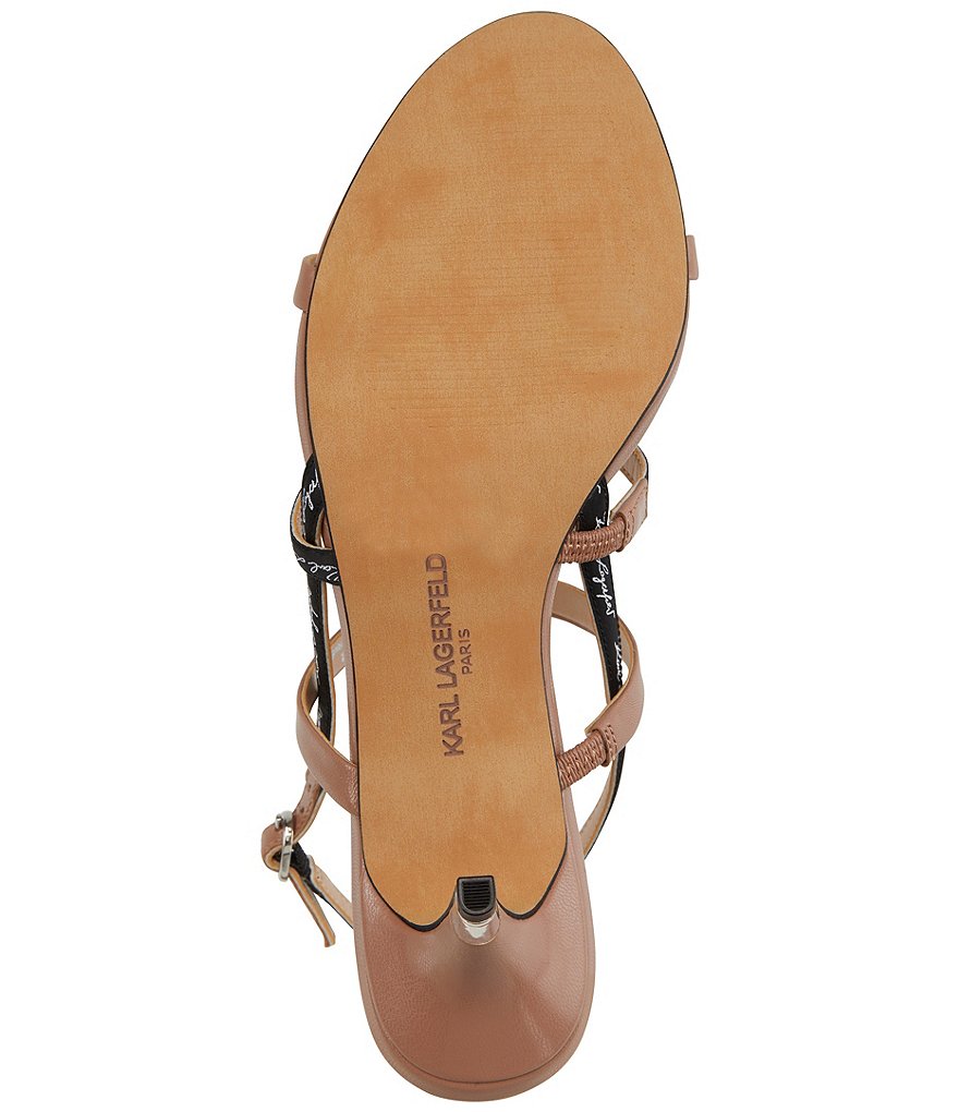 KARL LAGERFELD PARIS Dextra Script Logo Strap Kitten Heel Dress Sandals