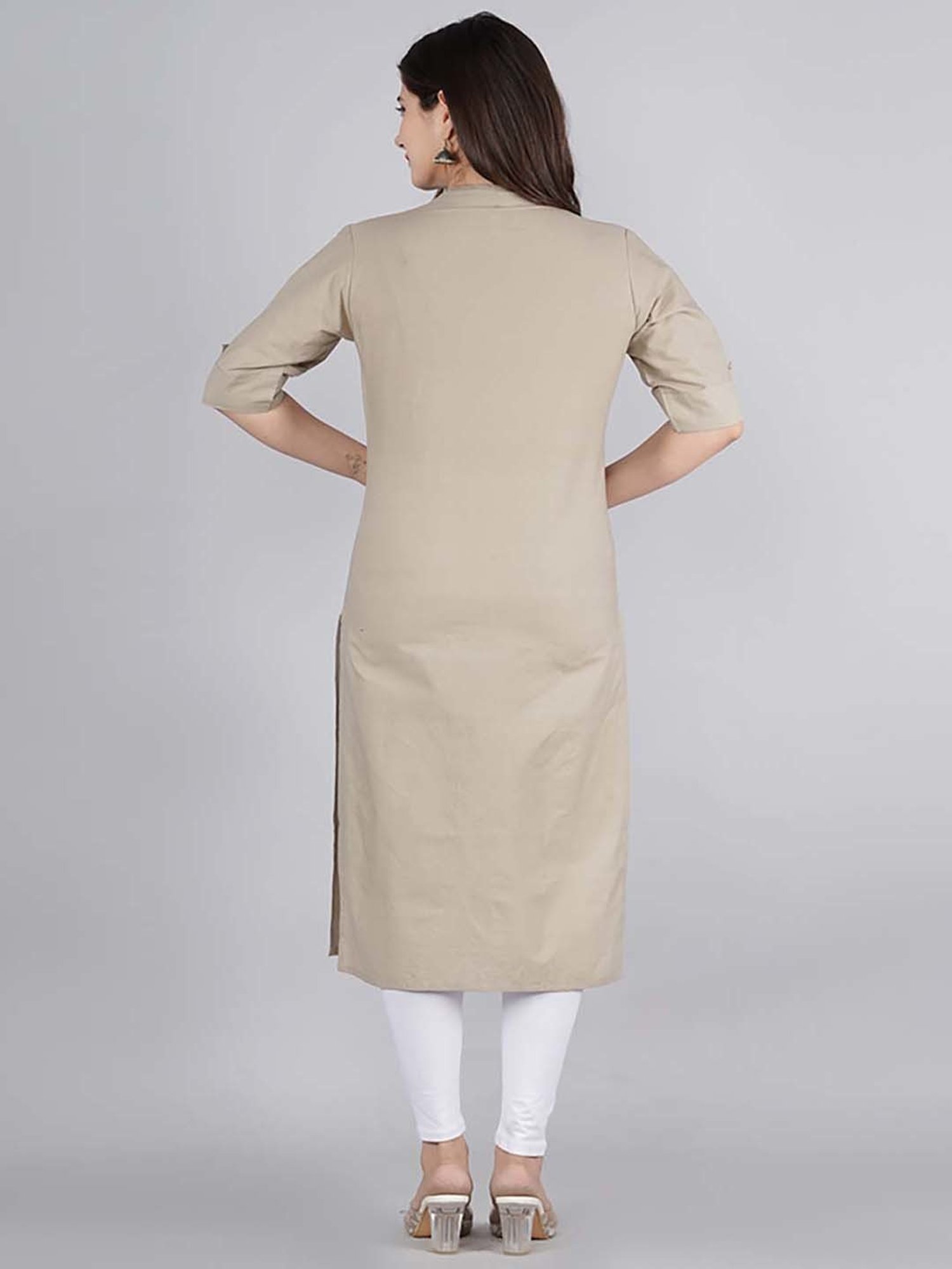 Kipek Cream Cotton Straight Kurta