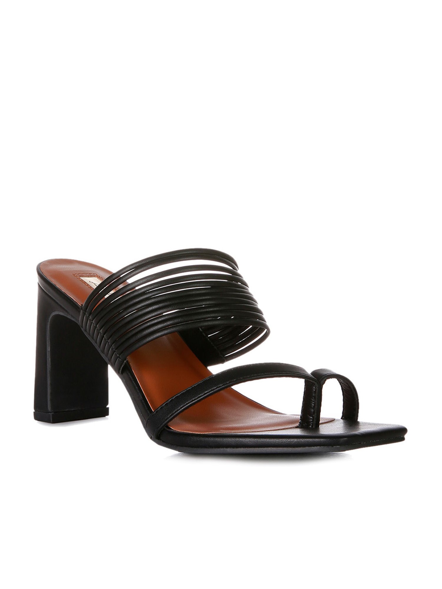 London Rag Women's Black Toe Ring Sandals
