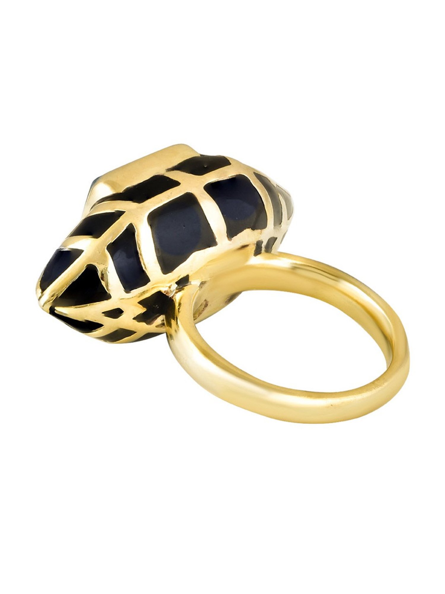 Curio Cottage Aina Black & Golden Mirror Adjustable Ring