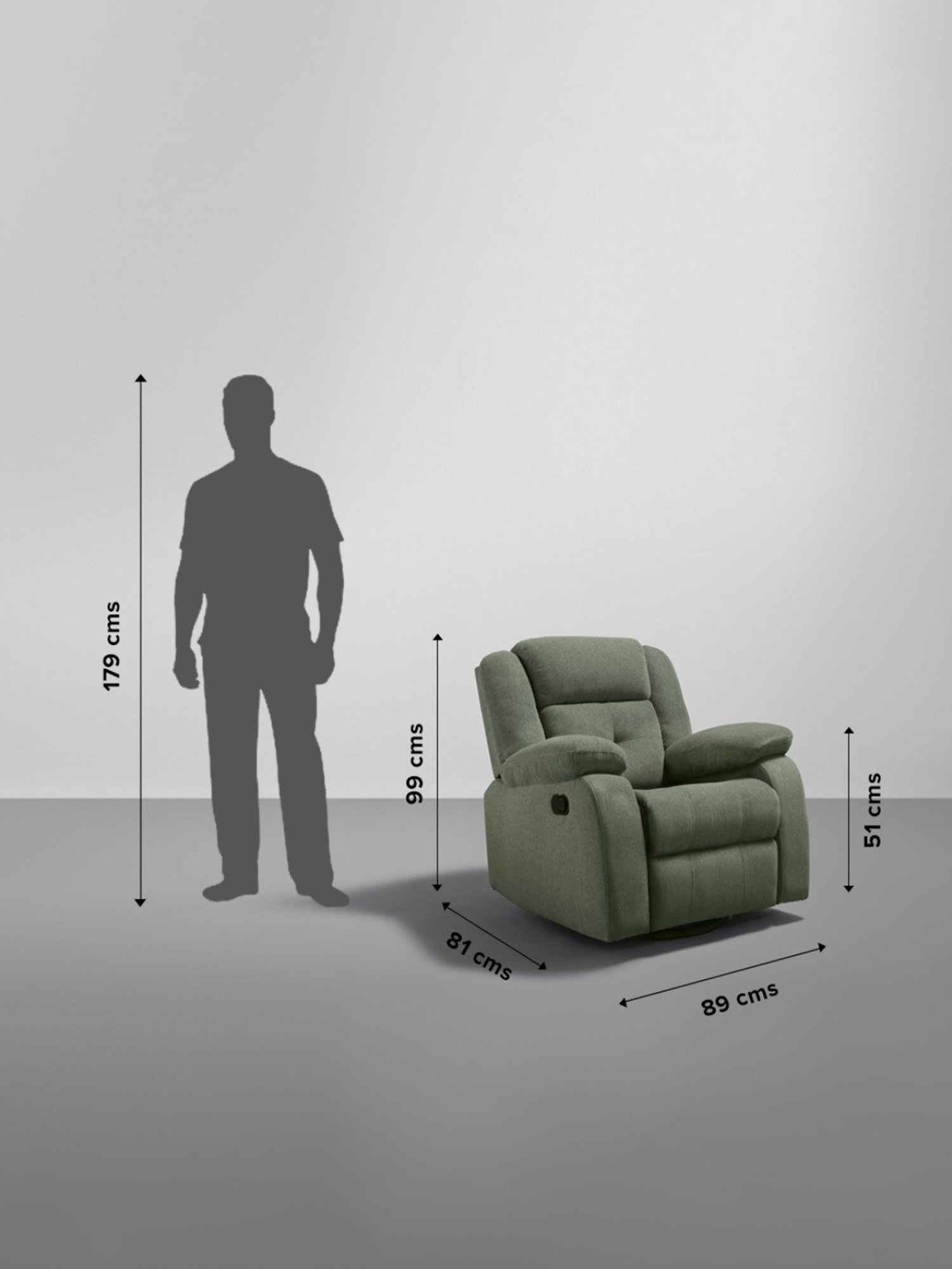 Sleepyhead RX7 Irish Green Fabric Rocking & Revolving Single Seater Recliner