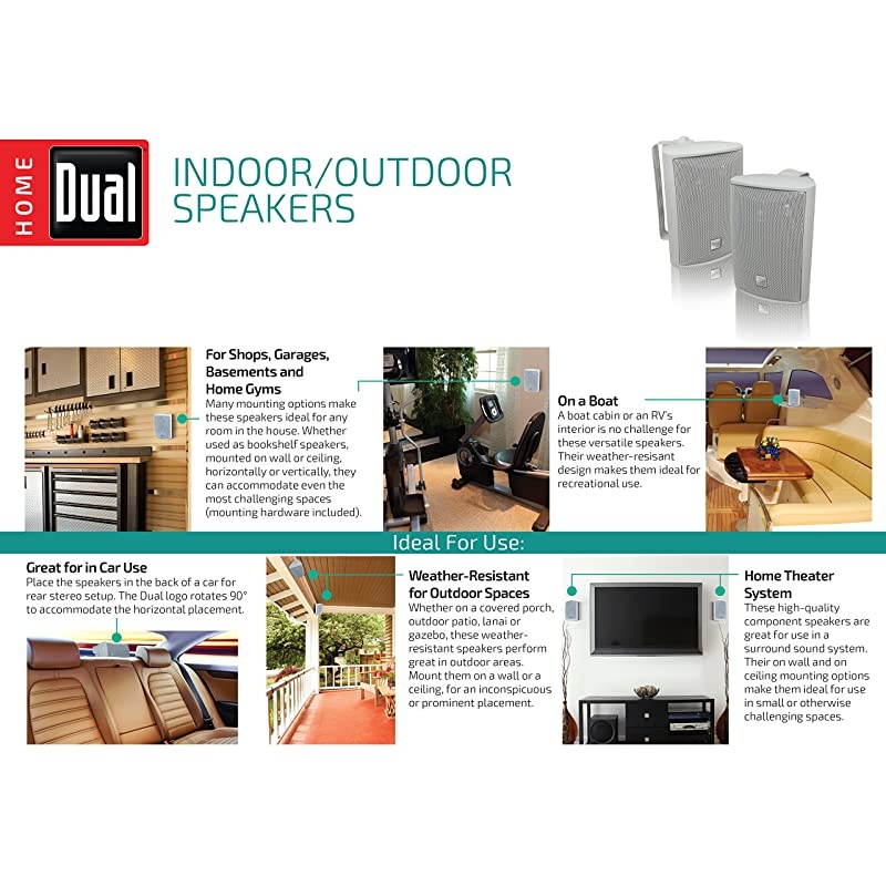 LU43PW 3Way High Performance Outdoor Indoor Speakers with Powerful Bass | Effortless Mounting Swivel Brackets | All Weather Resistance | Expansive Stereo Sound Coverage | Sold in PairsWhite