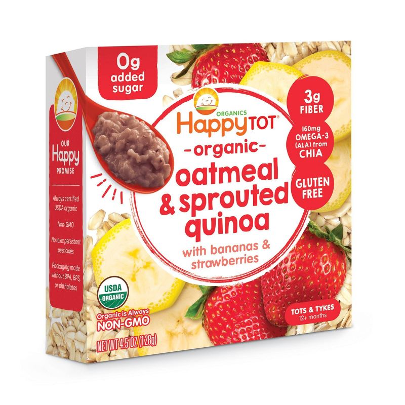 HappyTot Organic Oatmeal & Sprouted Quinoa with Bananas & Strawberries Baby Food - 4.5oz