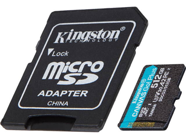 Kingston Canvas Go! Plus 512GB microSDXC Flash Card w/ Adapter Model SDCG3/512GBCR