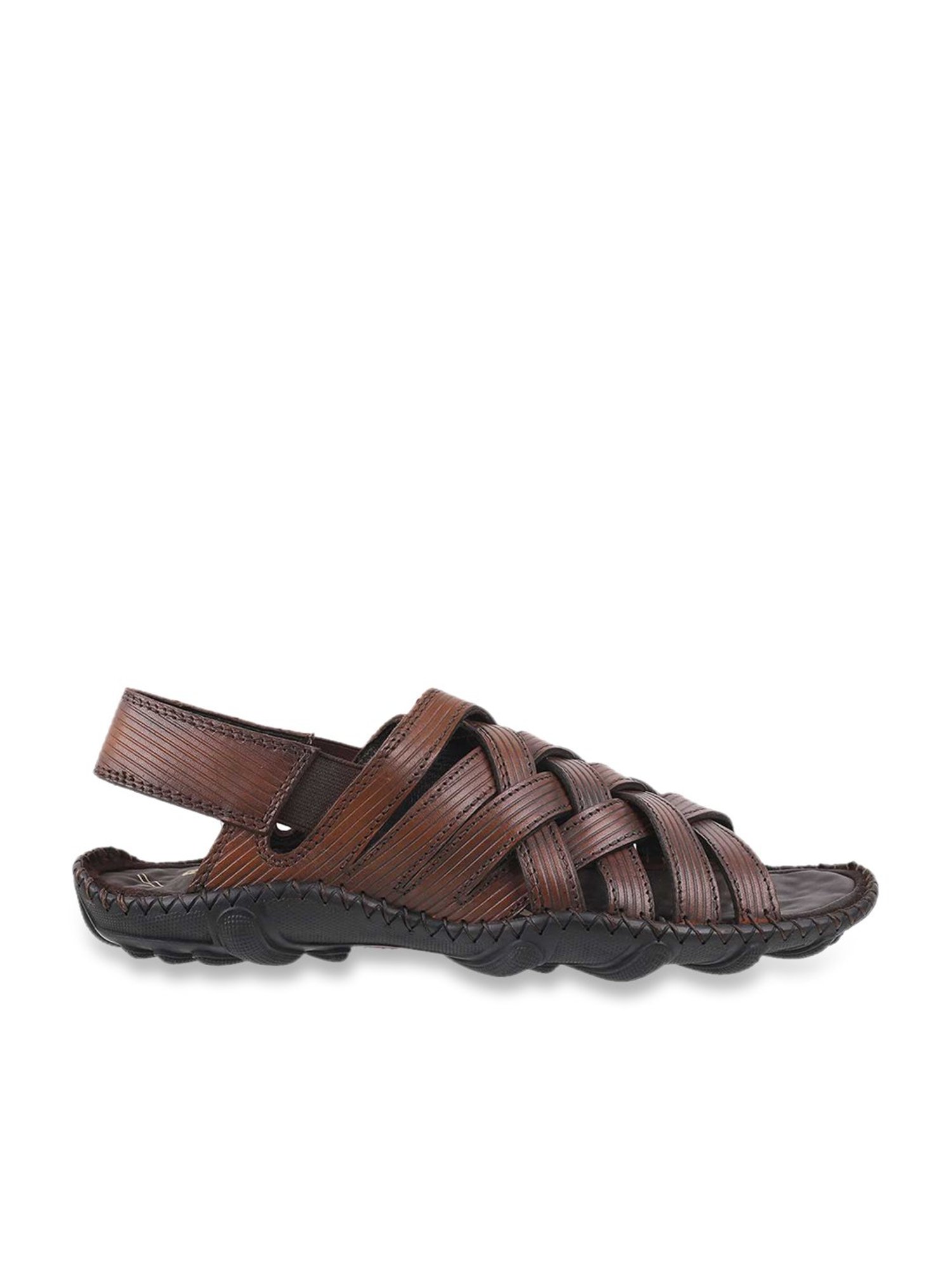 Da Vinchi by Metro Men's Brown Cross Strap Sandals
