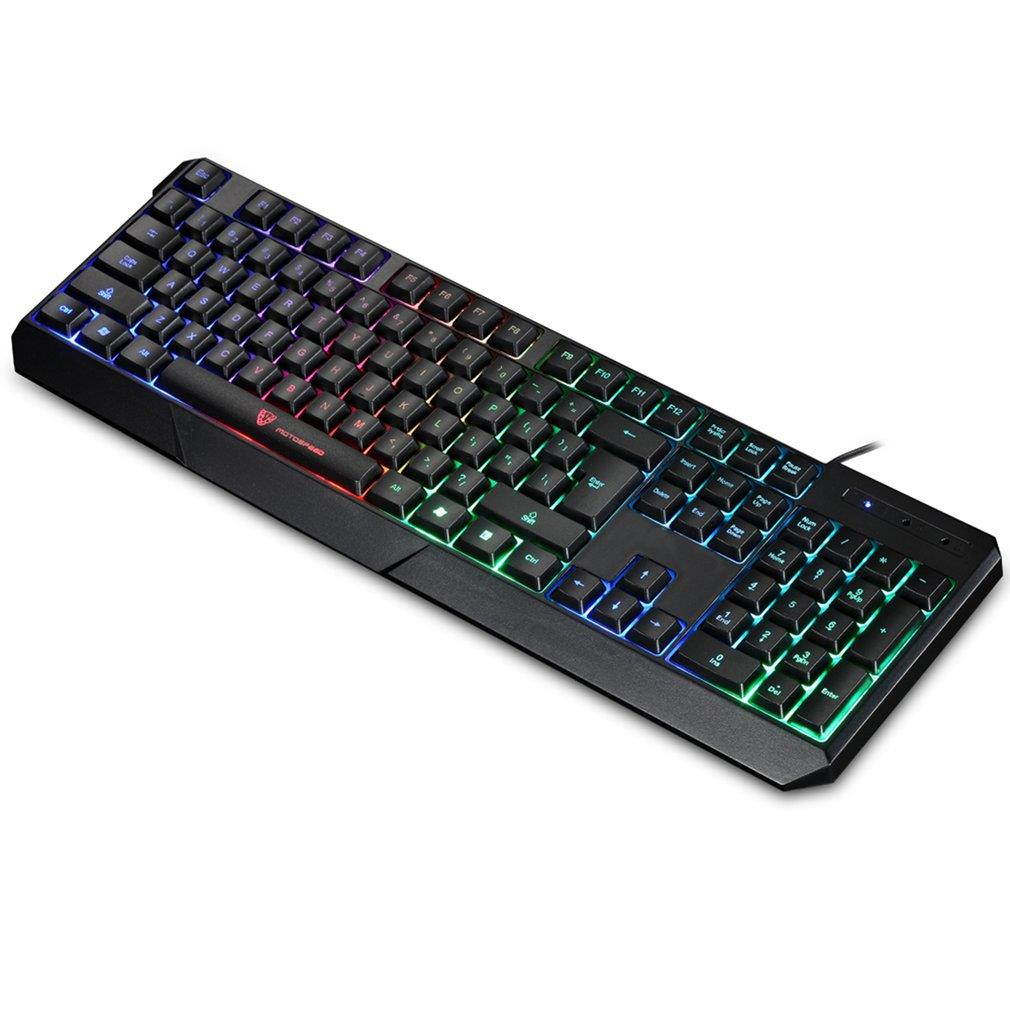 Wired Keyboard 104 Keys Blue Switch Rainbow Backlit Gaming for PC Game