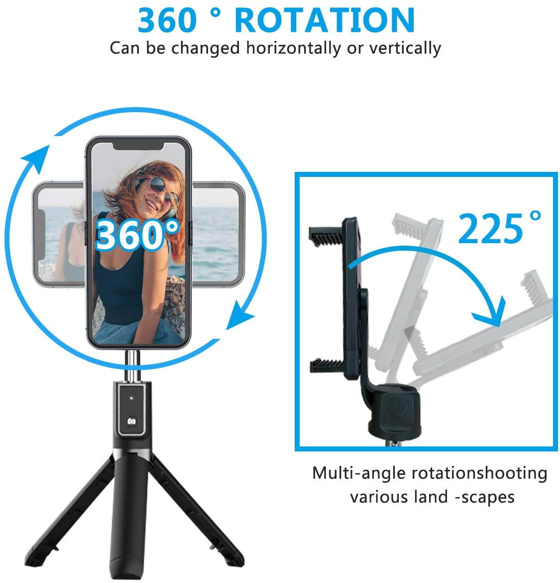 Selfie Stick Tripod, Extendable Selfie Stick with Detachable Wireless Remote and Tripod Stand Selfie Stick for iPhone 11/11 pro/X/8/7/6s/6,Samsung Galaxy S10/S9/S8/S7/Note 9/8,Huawei and More