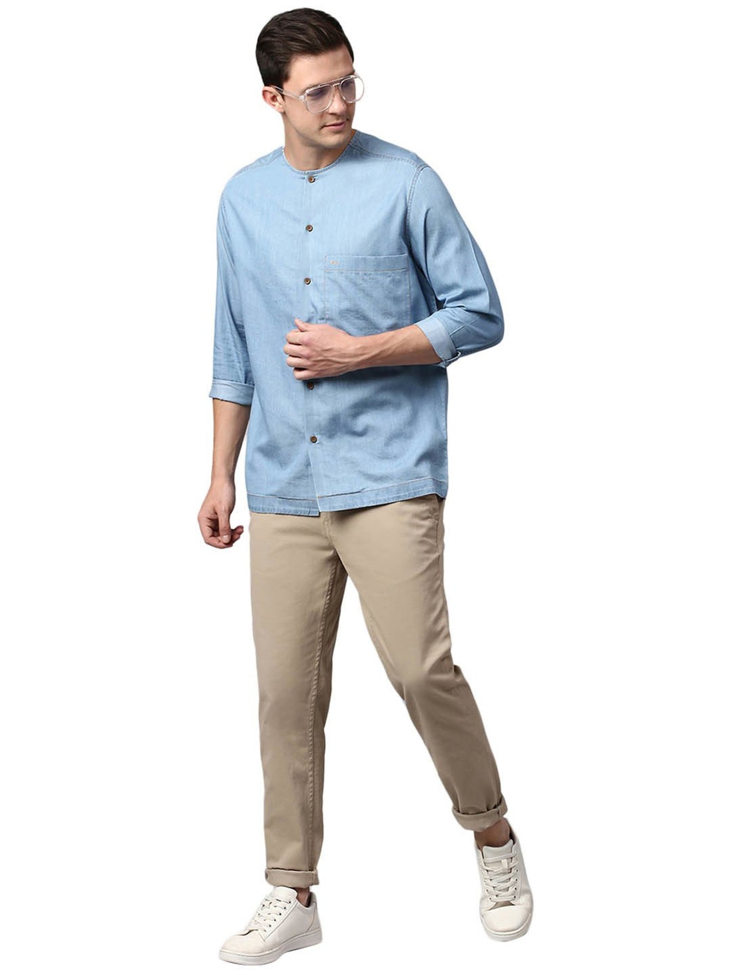 Slowave Blue Regular Fit Shirt